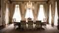 Interior design inspiration of Traditional Elegant style dining room loveliness . Royalty Free Stock Photo