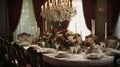 Interior design inspiration of Traditional Elegant style dining room loveliness . Royalty Free Stock Photo