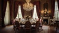 Interior design inspiration of Traditional Elegant style dining room loveliness . Royalty Free Stock Photo