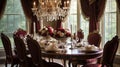 Interior design inspiration of Traditional Elegant style dining room loveliness . Royalty Free Stock Photo