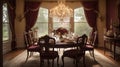 Interior design inspiration of Traditional Elegant style dining room loveliness . Royalty Free Stock Photo