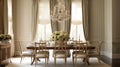 Interior design inspiration of Traditional Elegant style dining room loveliness . Royalty Free Stock Photo