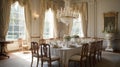 Interior design inspiration of Traditional Elegant style dining room loveliness . Royalty Free Stock Photo