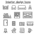 Interior design & House Improvement icon set in thin line style Royalty Free Stock Photo