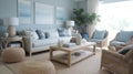 Interior deisgn of Living Room in Coastal style with Ocean View Royalty Free Stock Photo