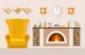 Interior design living room in flat style. Vector