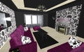 Art deco living room interior design, minimalism