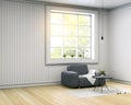 Interior design of living room , scandinavia style.gray sofa on white room,