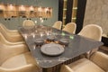 Interior design of luxury apartment dining room Royalty Free Stock Photo