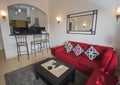 Interior design of luxury apartment living room with corner sofa Royalty Free Stock Photo