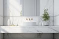 Interior design, marble bathroom. Sink and mirror. AI generative Royalty Free Stock Photo