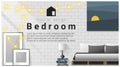 Interior design with Modern bedroom background , vector Royalty Free Stock Photo