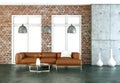 Interior design modern bright room with brown sofa Royalty Free Stock Photo