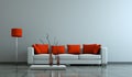 Interior design modern bright room with white sofa Royalty Free Stock Photo