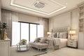 Interior design modern classic style of bedroom with white wood and gold steel texture