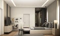 interior design modern home modern wood 3d rendering Royalty Free Stock Photo