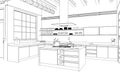 Interior Design modern Kitchen Drawing Plan