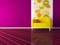 Interior design of modern pink living room
