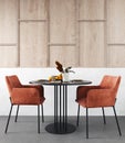 Interior design of modern Scandinavian dining room, 3d render Royalty Free Stock Photo