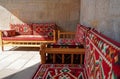 Interior design with oriental red rug furniture