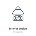 Interior design outline vector icon. Thin line black interior design icon, flat vector simple element illustration from editable Royalty Free Stock Photo