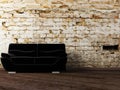 Interior design scene with the black sofa