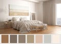 Interior design scene with palette color. Different colors and patterns. Architect and designer concept idea. Contemporary