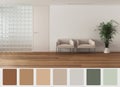 Interior design scene with palette color. Different colors and patterns. Architect and designer concept idea. Minimal white Royalty Free Stock Photo