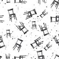 Interior design seamless pattern. classic chair graphic print.