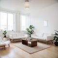 Interior design series: Modern living room with big empty white wall