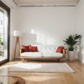 Interior design series: Modern living room with big empty white wall