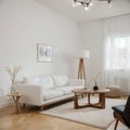 Interior design series: Modern living room with big empty white wall