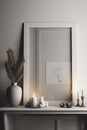 Interior design with small decorations and mock up canvas frame. Generative Ai Royalty Free Stock Photo