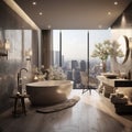 Interior Design of a spacious Modern Luxury Bathroom