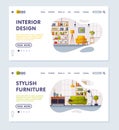 Interior Design, Stylish Furniture Landing Page, Cozy Apartments with Comfy Furniture, Creation Home Interior Website