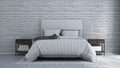 The modern cozy bedroom interior design for work from home and social distacing and brick wall background