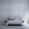 The modern cozy bedroom interior design for work from home and social distacing and concrete wall background