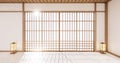 interior design white modern living room asia style. 3d illustration, 3d rendering Royalty Free Stock Photo
