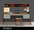 Interior design of a Work Space old style.