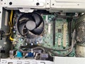 Dusty Computer Interior with CPU Fan and Motherboard Royalty Free Stock Photo