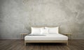 The interior desogn mock up of beautiful bedroom and concrete pattern wall background