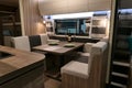 Interior detail of dining room in german camper van Hobby Excellent 545 KMF Royalty Free Stock Photo