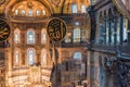 Interior detailed view of Hagia Sophia,Greek Orthodox Christian patriarchal basilica church now museum in Istanbul, Turkey,March, Royalty Free Stock Photo