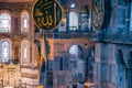 Interior detailed view of Hagia Sophia,Greek Orthodox Christian patriarchal basilica church now museum in Istanbul, Turkey,March, Royalty Free Stock Photo