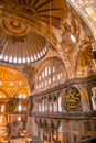 Interior detailed view of Hagia Sophia,Greek Orthodox Christian patriarchal basilica church now museum in Istanbul, Turkey,March, Royalty Free Stock Photo