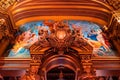 Paris, France - November 14, 2019: Interior details of the Opera National de Paris Garnier large foyer. Place for walk Royalty Free Stock Photo