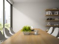 Interior of dining room with shelves 3D rendering Royalty Free Stock Photo