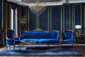 Interior Dining Sofa Blue luxury design Classic and elegant styles Ai generated