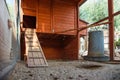 Interior of a dirty empty chicken coop Royalty Free Stock Photo