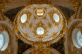 Interior of the dome of baroque Hermitage Church in Saint Peters